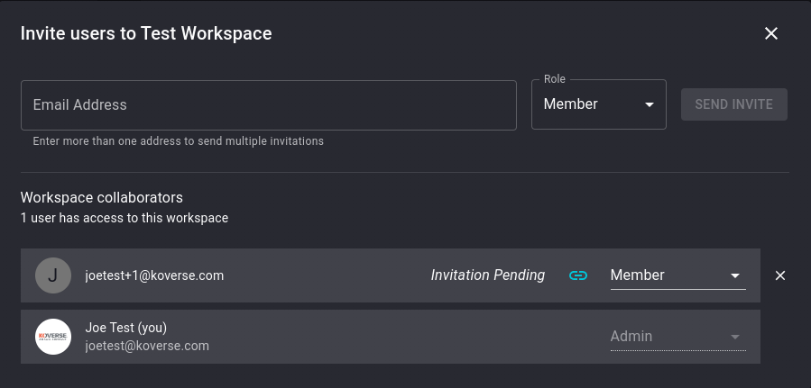 Pending Workspace Invitations